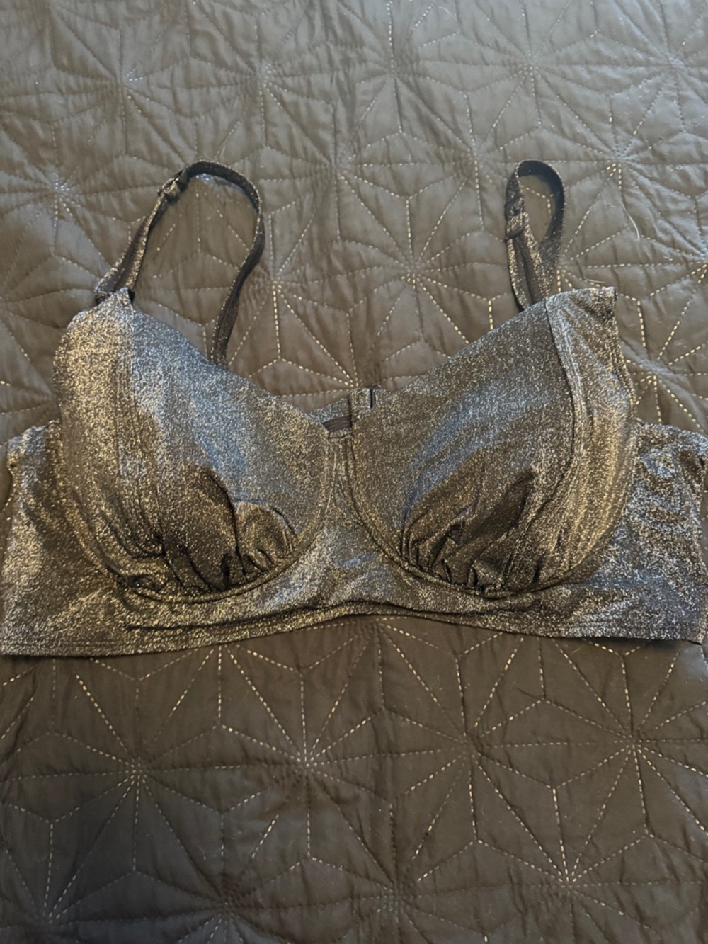 torrid Metallic Black Shimmer Underwire Bikini Top